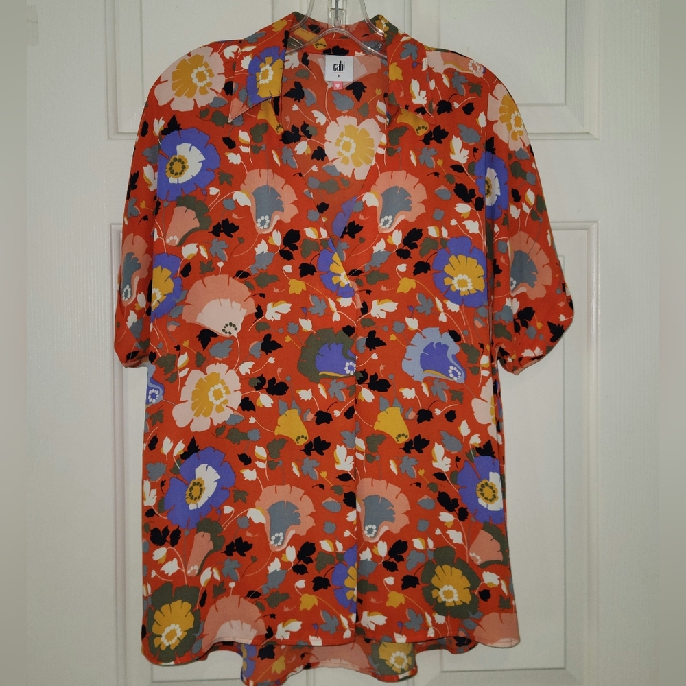 NWOT CAbi Orange Floral Women's Blouse